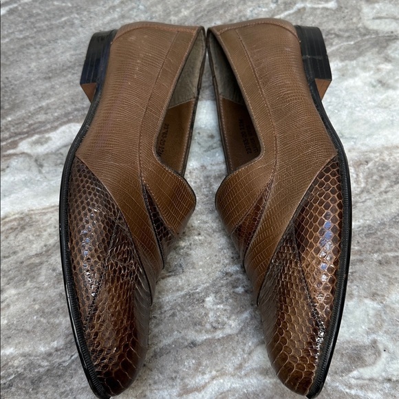 STACY ADAMS Men Brown Snake Leather Dress Loafer Slip On Shoe Sz 12 M main image 6
